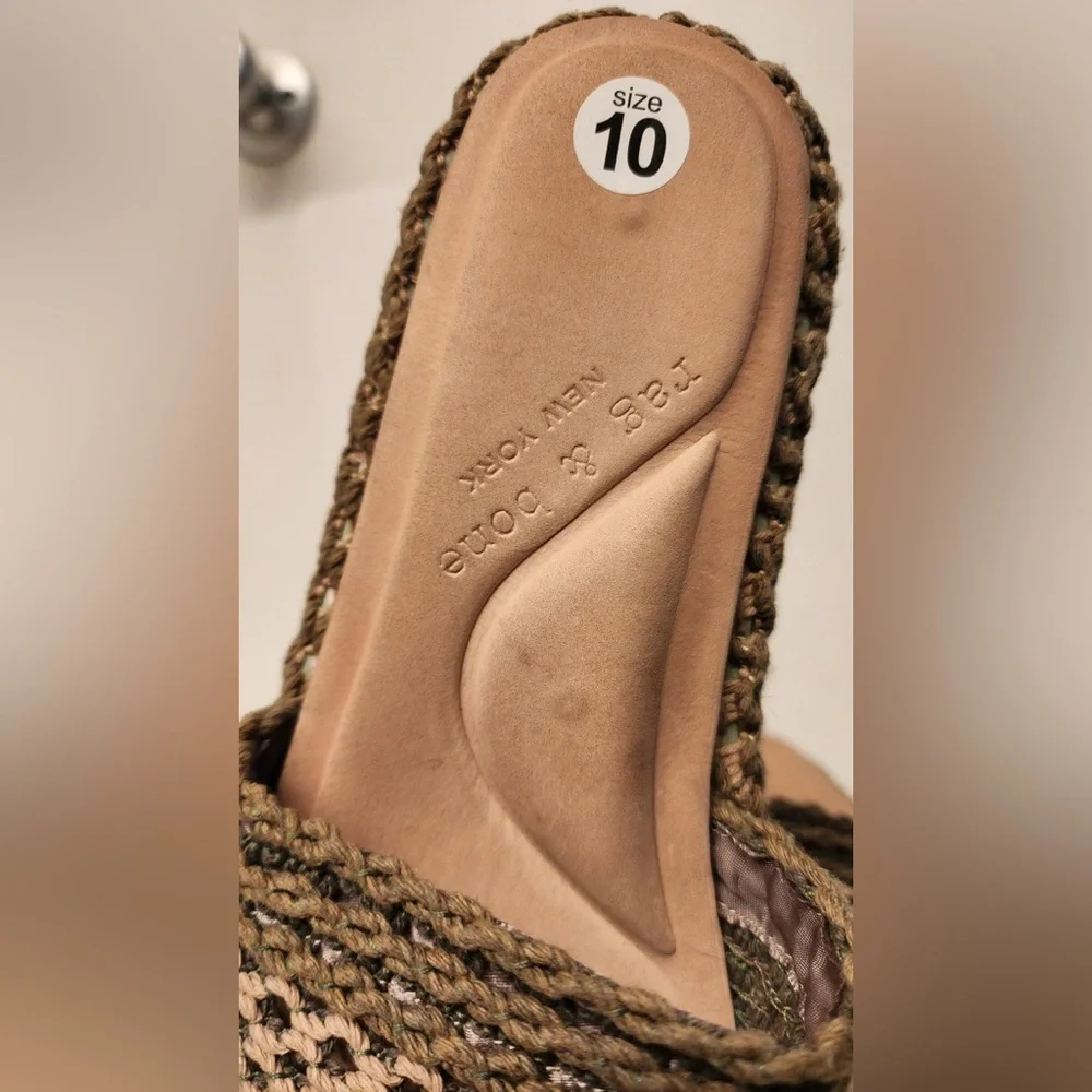 Rag & Bone Logan Crochet Slides Women's Olive Green Platform Sandals Size 10